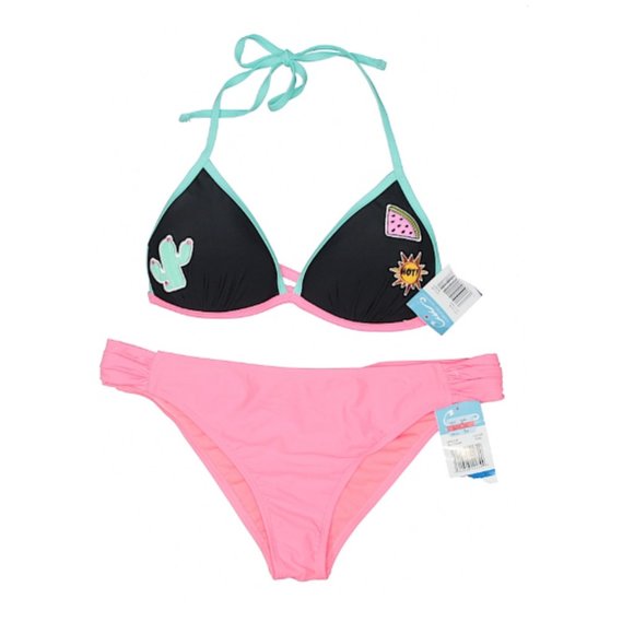 CA Waves Pink Summertime Patch Triangle Bikini - Picture 3 of 5